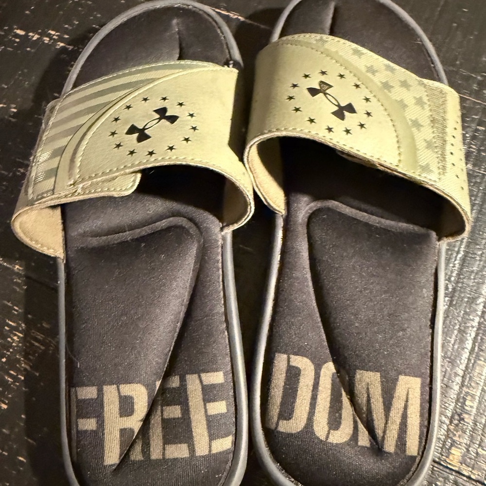 Under Armour Olive and Black Freedom Slides